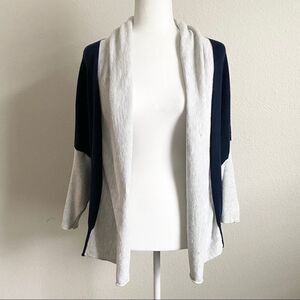 FRESH Produce Open Front Dolman Ribbed Sleeve Colorblock Navy Gray Cardigan xs/s